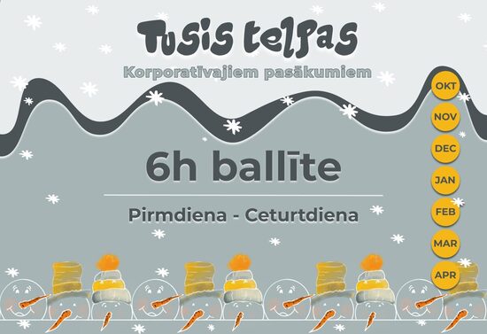 Tusis telpu īre 6h ziemas sezona (pirmdiena - ceturtdiena) 30 pers.